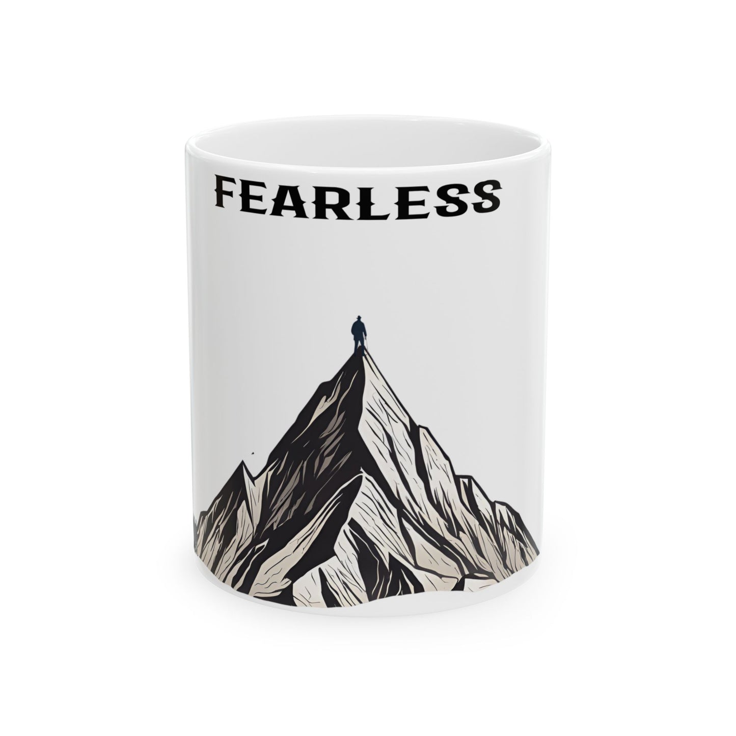 Fearless Ceramic Mug - Adventure Lover Gift, Motivational Coffee Cup, Mountain