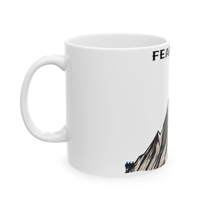 Fearless Ceramic Mug - Adventure Lover Gift, Motivational Coffee Cup, Mountain